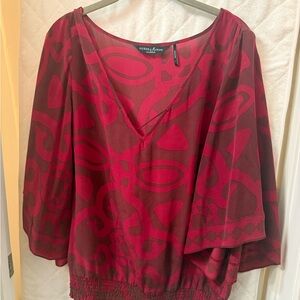 Guess by Marciano Red Patterned Blouse